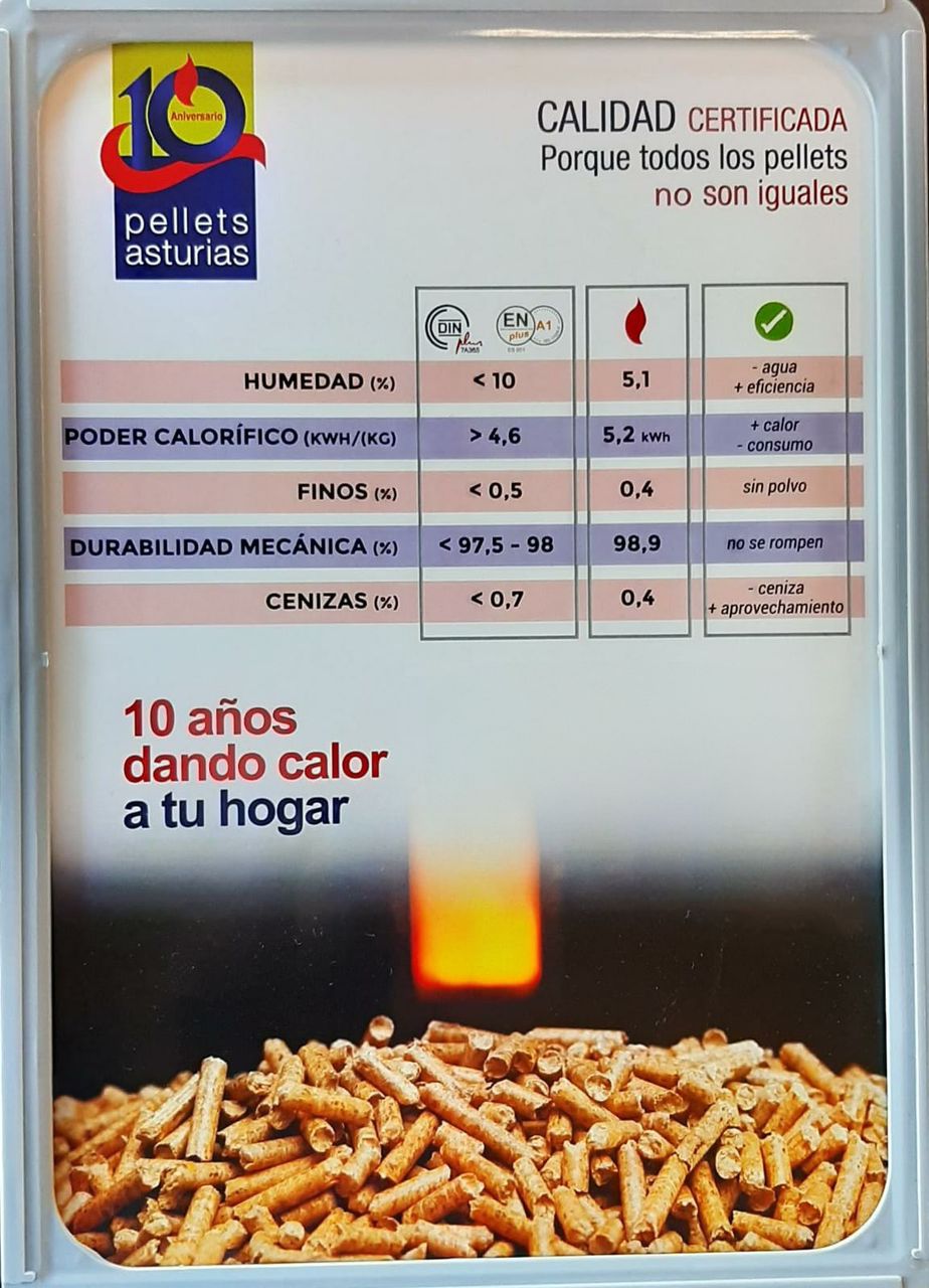 Pellet Asturias ENplus A1 - 4 Palets, 288 sacos de 15 kg de pino natural