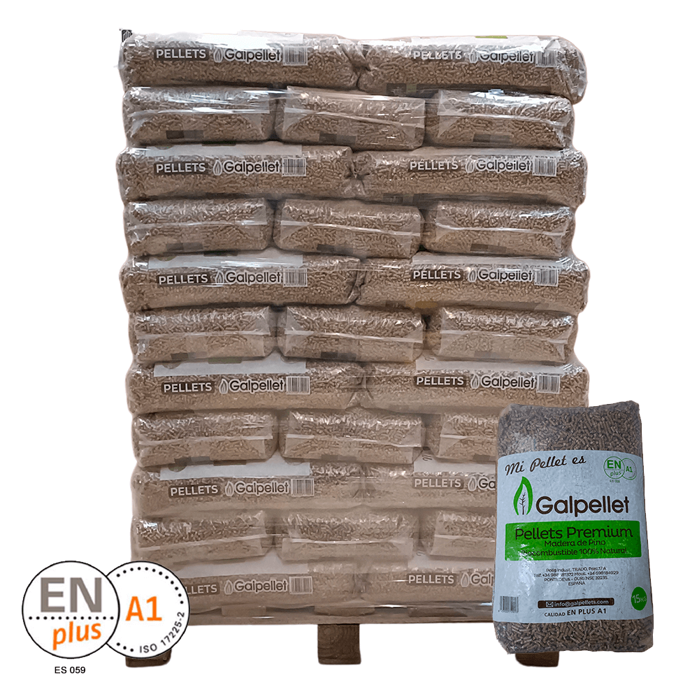 Pellets de Pino Premium Enplus A1 – Palet 77 Sacos de 15 kg | 100% Natural, Sin Aditivos - Imagen 2