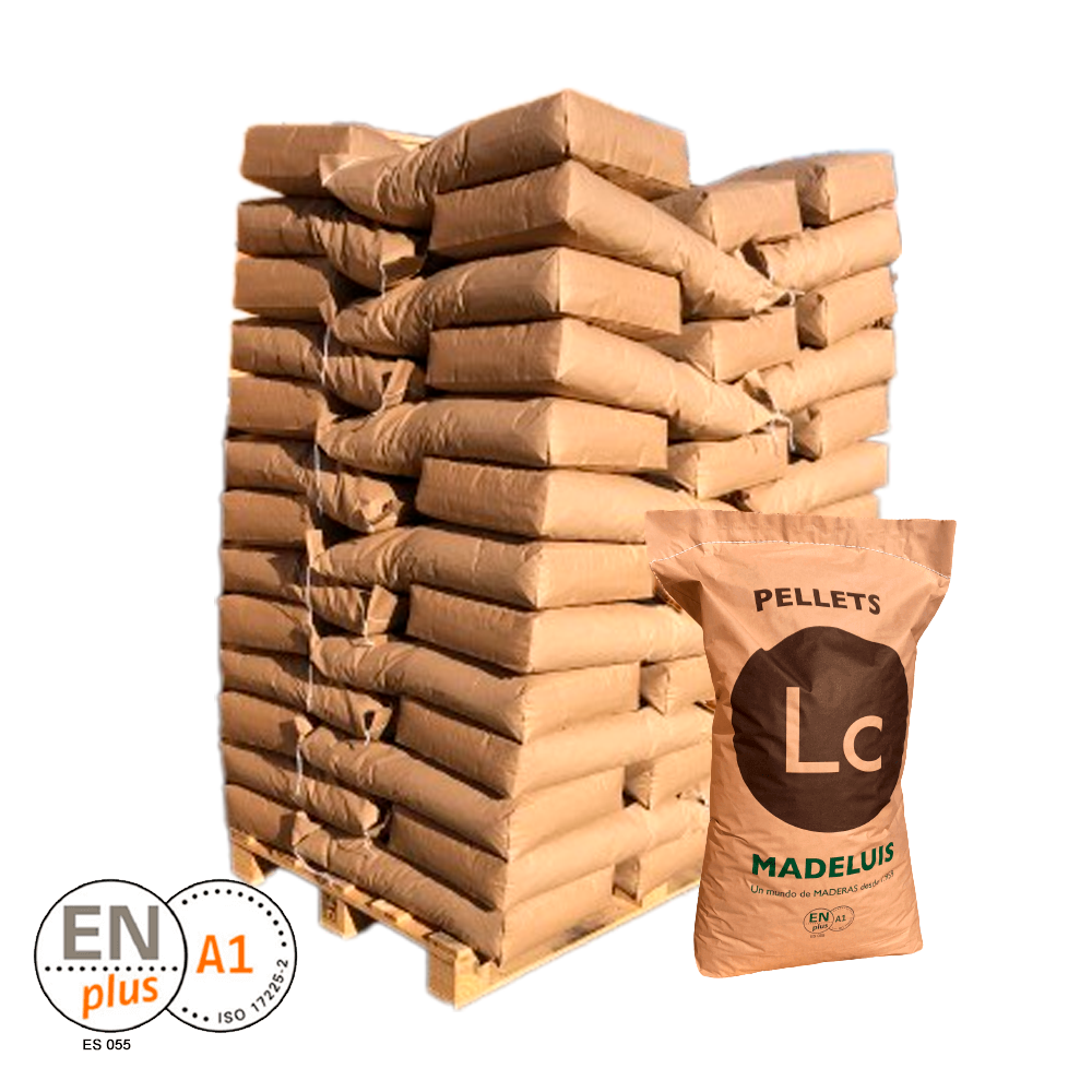 Pellets de Pino ENplus A1 – Palet 65 Sacos | Saco de Papel Ecológico | Alta Calidad - Imagen 2
