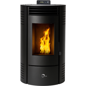 Estufa de pellets sellada negra Sannover Azora de 11,6 kW + kit de instalación - estufa de pellet de 11,6 kW