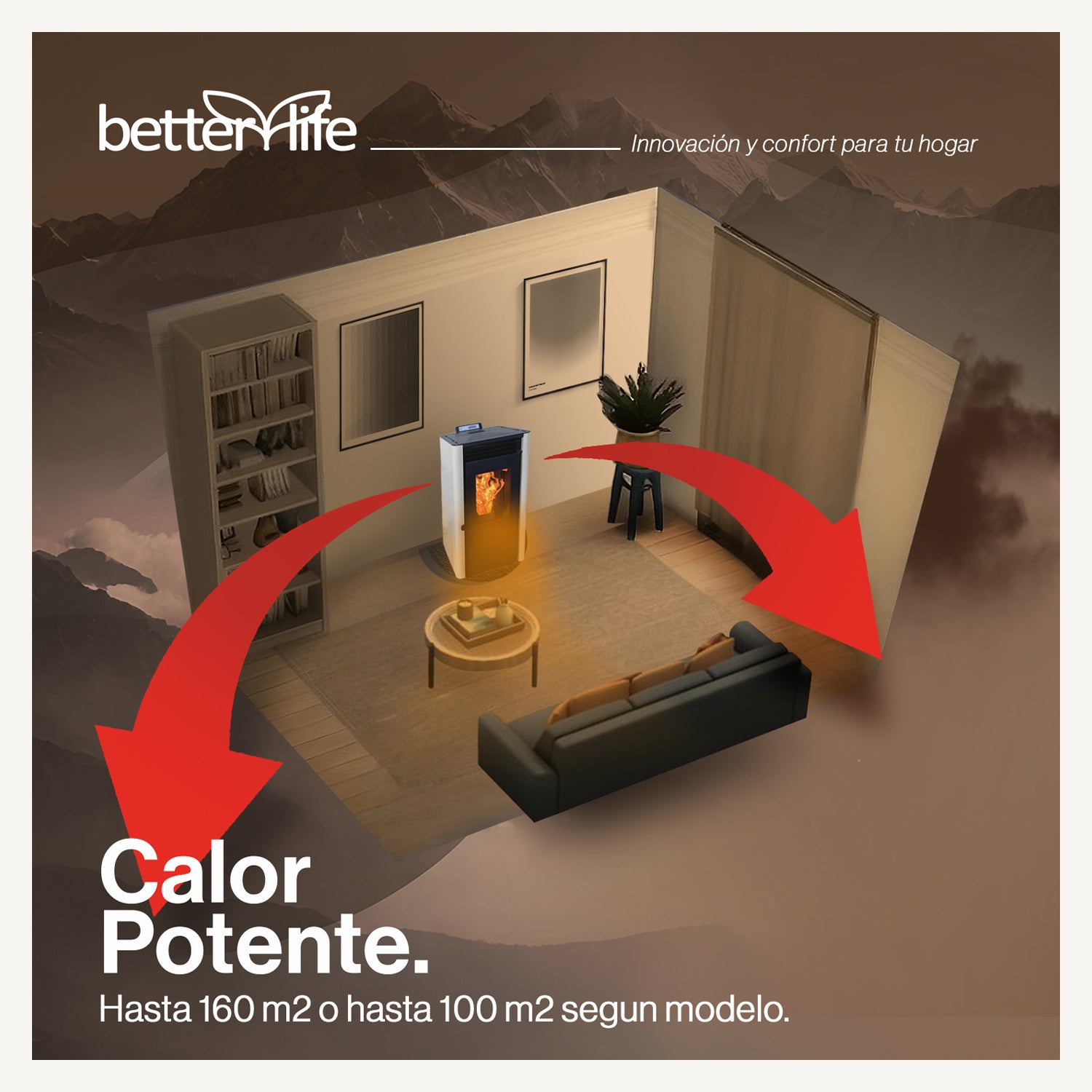 estufa pellet 9,5 kw 160 m2 wifi