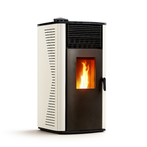 Estufa de pellets sellada Sannover Anita de 12 kW, color blanco + kit de instalación - estufa de pellet de 12 kW