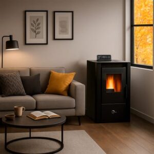 Estufa de pellets de aire Anita 9,4 kW Sannover Negro - estufa de pellet de 9,4 kW