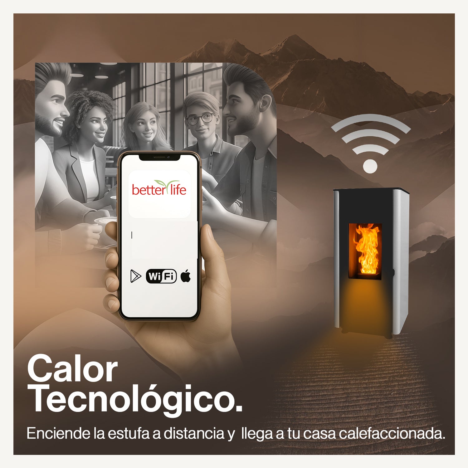 estufa pellet 9,5 kw 160 m2 wifi